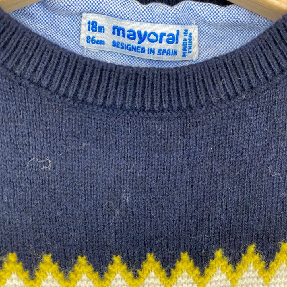 Mayoral Knitted Sweater Beige, Blue and Yellow 18 Months - Picture 3 of 7
